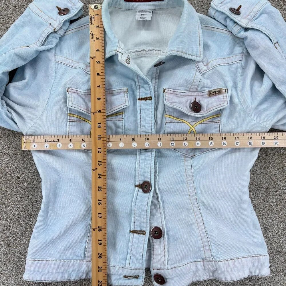 Vintage Z. Cavaricci Corduroy Trucker Jacket Women's S Blue Pink Barbie Boho Y2K